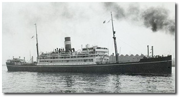 Aubrey Brown's first ship, Mulbera (BI 1922-1954), was one of the company's fine M class turbine steamers