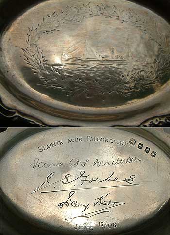 Silver quaiche present to Maurice England in 1906